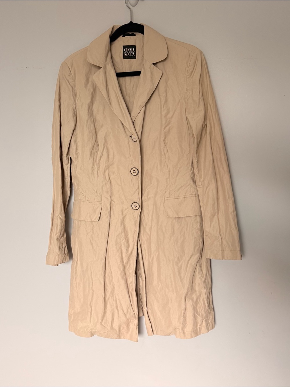 Cinzia Rocca Italy Raincoat Beige Trench Sz 10
